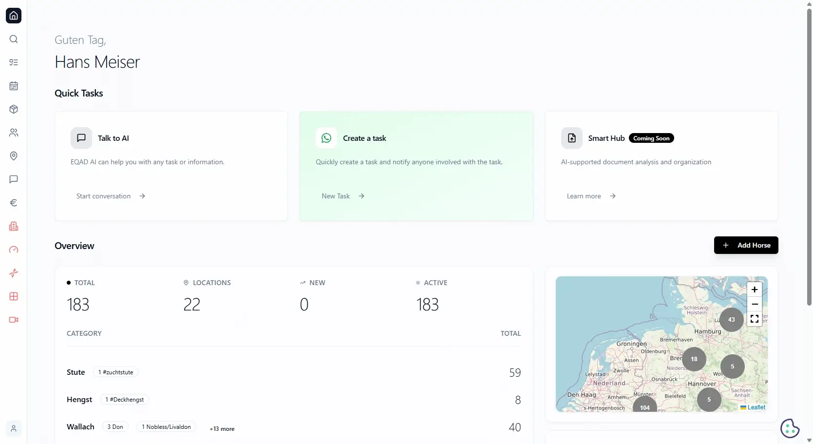 EQAD+ Dashboard für Pferde- und Stallmanagement